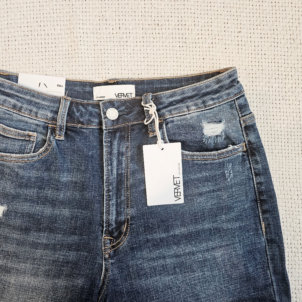 Vervet Distressed Erika Stretch Mom Relaxed Dark Wash Jeans Size 28 - Picture 14 of 16